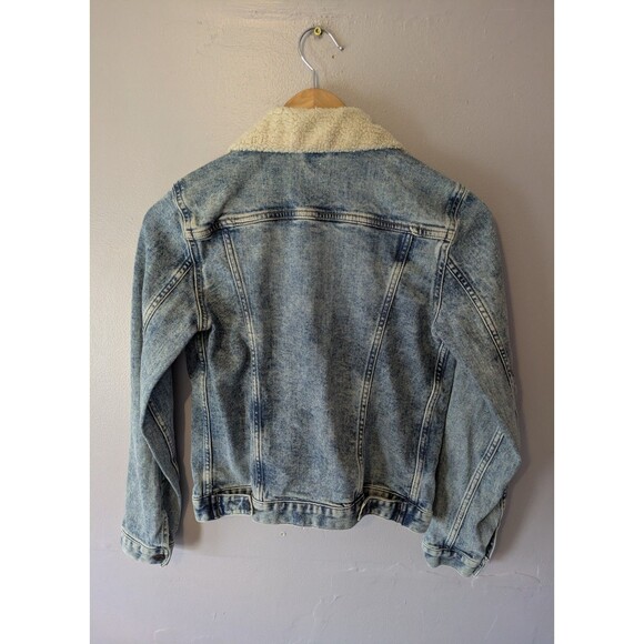 Denim Jean Jacket Gap, Sherpa, Trucker Women's XS, biker, grunge, y2k, 90s - Picture 2 of 5